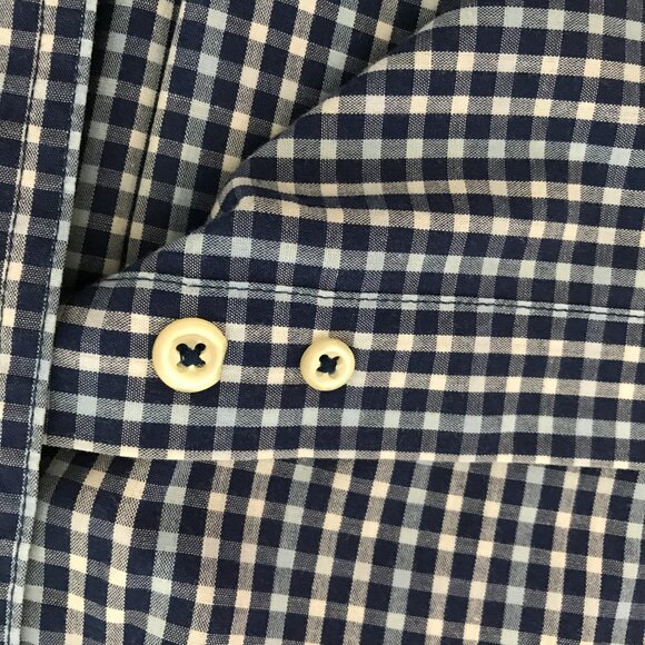 Chaps Easy Care Shirt Men XL Blue Plaid Button Down Pocket Crest Short Sleeve - Picture 12 of 14